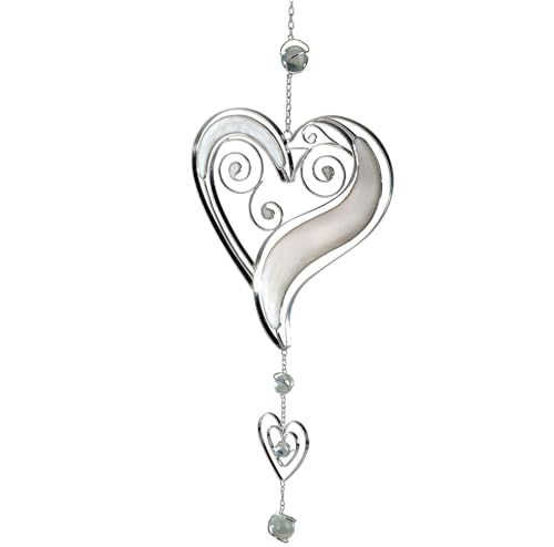 formano Fensterdeko Hänger Weiß/Silber hängend Herz 52 cm Fensterschmuck