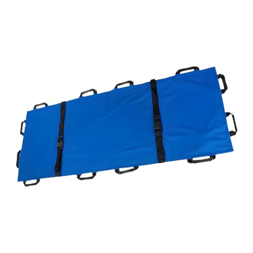 ポータブル担架、厚手のキャンバス12ハンドル折りたたみ式ソフト担架緊急、ハンドバッグ付き家庭用医療障害者ケア用品 ブルー 180cm*70cm
