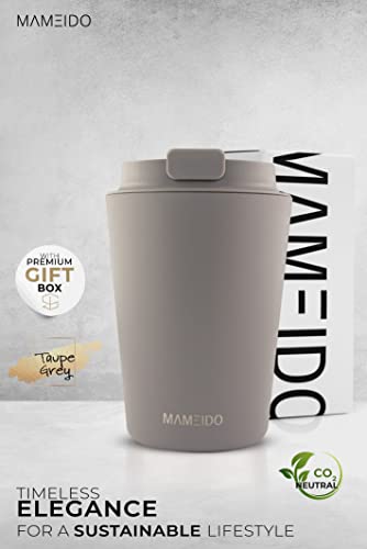 MAMEIDO Insulated Coffee Cup, Travel Mug 350 ml, Leakproof Coffee Flask BPA-Free, Tumbler for Hot & Cold Drinks (Taupe Grey) - Image 2