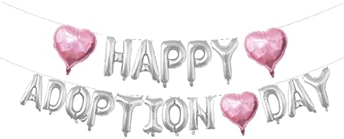 Happy Adoption Day Balloon Banner for Child Pet Adoption Party Supplies, Happy Gotcha Day, Celebrate Adoption Party Supplies (16 inch)