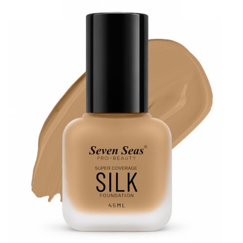 Image of Seven Seas Super Coverage Silk Foundation 45ml Matte Liquid Foundation for Women - Buildable Coverage, Lightweight Formula, Long Lasting Makeup, Silky Smooth Finish(Sun Beige)