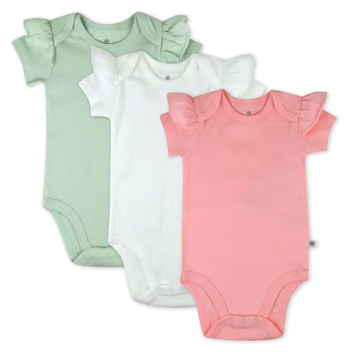 HonestBaby baby-girls 3-pack Ruffle Sleeve Bodysuit