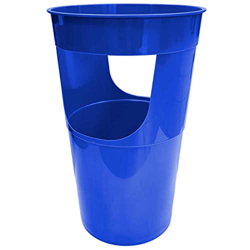 Tradineur Porte-parapluie en plastique, forme ronde, idéal aussi bien pour la maison que pour les espaces publics, Ø 28 x 50 cm, bleu