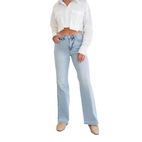 Arisefrom Jeans, Plus Size Vintage Wash Stretchy Top Straight Leg Bootcut Jeans for Women