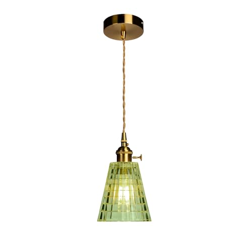 niuniaj Lustre Cuisine, Suspension Verre,Suspension Luminaire E27,1 Culot,luminaire suspension Vert, Lustre Rétro Style Industriel pour Salle à Manger...