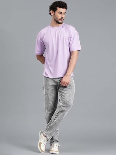 Image of KOTTY Men's Baggy Straight Fit Denim Jeans Washed Wide Leg Urban Fashion Comfortable Trendy Style