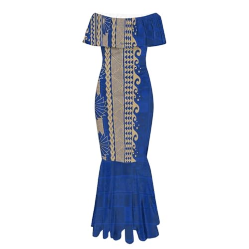 Image of Polynesian Dresses for Women Off Shoulder Maxi Dress Puletasi Samoan Dresses S-7XL