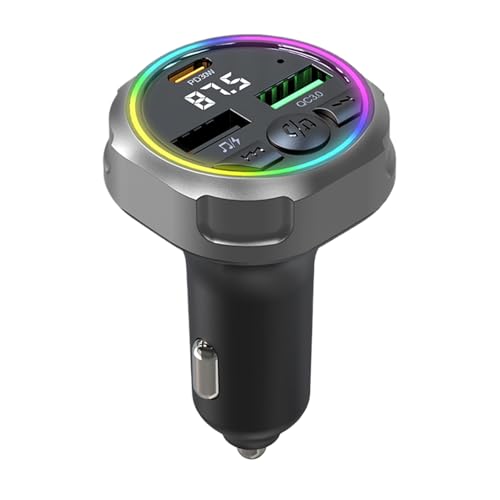 Reproductor de MP3 de automóvil - Transmisor FM inalámbrico, Adaptador de Audio Bluetoth | Converter de automóvil de Carga rápida, Cargador PD QC3.0 de 30W, Conector de Radio Manos Libres, dispositiv