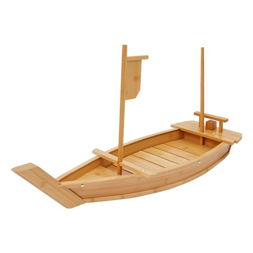 Bandeja de sushi de bambú forma barco 31.5 pulg miniatura 1