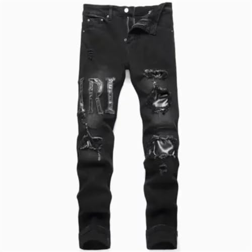 Men's High Waist Slim Fit Stretchy Denim Trousers Pants