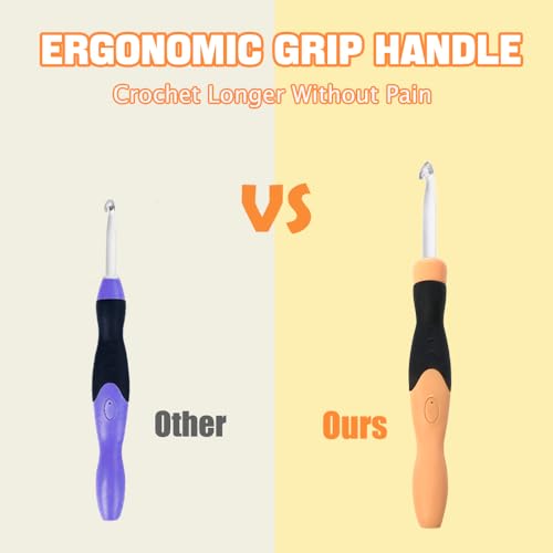 Image of Lewhoo 17 Sizes Light Up Crochet Hooks 2.5mm~14.0mm,Rechargeable Light Up Crochet Hooks with Case
