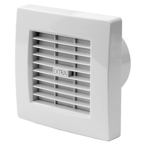 Ø 100mm Badlüfter mit Automatischer Jalousie - Ventilator mit Lamellen - Weiß Lüfter für Effiziente Belüftung im Bad Küche WC - Wand- & Deckenlüfter Cover