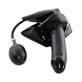 Rubberfashion Mini Latex Hotpants, Latexhotpants Hotpanty mit aufblasbarem Vaginall-Dildo veredelte Oberfläche nicht chloriert für Frauen 1 Stück schwarz M