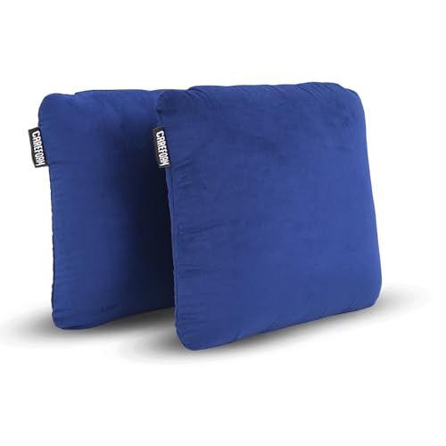 Image of CareFoam Memory Foam Square Cushion for Car, Sofa /Diwan, Bed, Chair & Decoration | Highly Durable, Hypoallergenic | 14 inchx 14 inch x 4 inch | Velvet Cover | Blue, Pack of 2