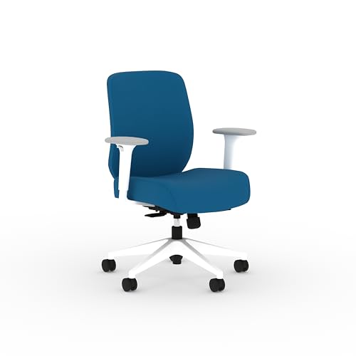 Image of HON Altern Ergonomic Fabric Office Chair, Low‑Back Desk Chair with Adjustable Arms, Seat Slide, Synchro‑Tilt, Rolling Computer Seat for Home Office, White Frame, Peacock