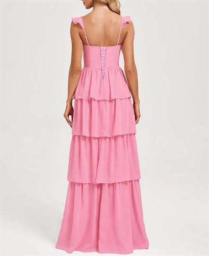 Tiered Chiffon Bridesmaid Dresses for Women 2025 Ruffles Long Formal Evening Dress with Slit3