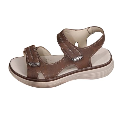 Uwdiohq Sandalias De Verano Para Mujer, Gruesa Y Talla Grande, Con Plana, Playa Sandalia Negra Vestir (Coffee, 38) Calzado Barefoot Mujer Alpargatas Zapato Ortopedico Negras Plataforma Shoes And