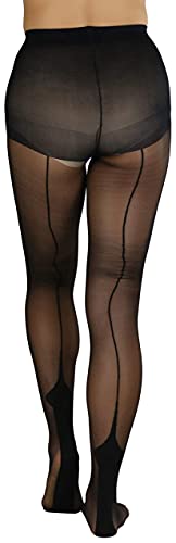 Image of ToBeInStyle Women's Classic Cuban Heel Contrast Backseam Sheers Pantyhose