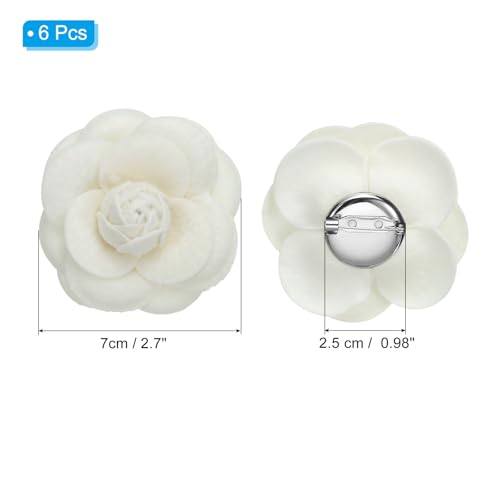 Image of PATIKIL Camellia Fabric Pin Flower Brooch Artificial Flowers Brooches for Women Girls Cloth Wedding Party Decor Accessories Jewelry Gift
