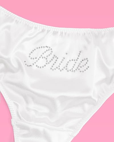 Image of xo, Fetti Bachelorette Party Ivory Rhinestone Bride Thong, S /M /L | Bride to Be Party Decorations, Bridesmaid Gift, Favor