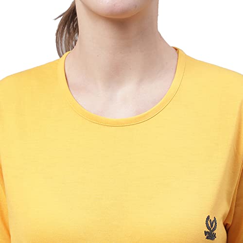 Image of Mack Jonney Women Round Neck Cotton Solid Regular Fit T-Shirt-T Anthraa 001-P