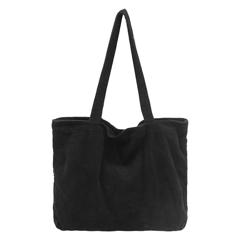 Image of Cotton Tote Handbag Women Canvas Crossbody Beach Bag Hobo Shoulder Tote Bag with 3 External Pocket,Zipper Closure