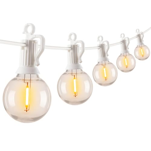 Brightown 25 Feet LED Outdoor String Lights with Shatterproof G40 Edison Bulbs, Connectable and Weatherproof Strand, Commercial Grade Patio Lights for Backyard Garden Patio Decorative, White