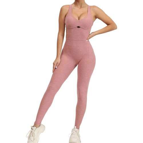 Combinaison fitness sans coutures avec bustier intégré et ornement confortable à volants