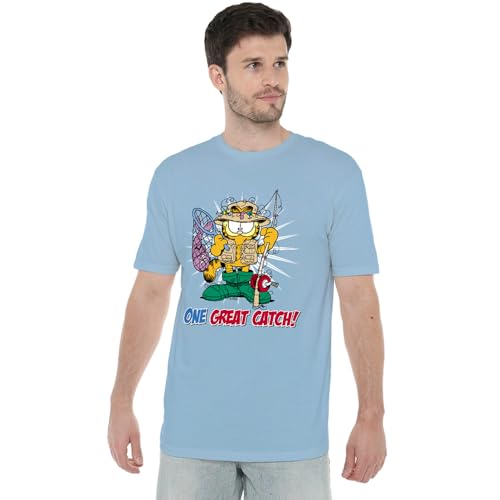 T-shirt mixte Garfield One Great Catch bleu clair en coton confortable pour fans
