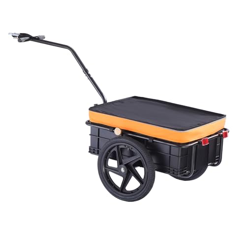 Happybuy Bike Cargo Trailer, 88 lbs Load Capacity. Heavy-Duty Bicycle Wagon Cart. Foldable for Compact Storage. Comes with Universal Hitch & Waterproof Cover. Features 16