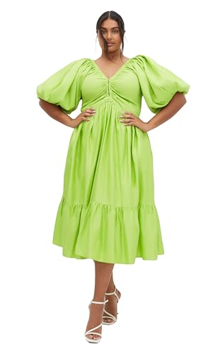 plus size lime green dress Plus Size Green Tiered Ruffle-Hem Spring Summer Dress| Italian Dresses —  Shops From Italy main image 1