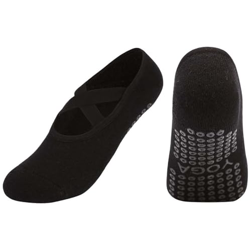 Image of Cotton Yoga Socks with NON-SLIP GRIPS for Women - Yoga Meditation Pilates Barre Accessories - One Size Fits Most