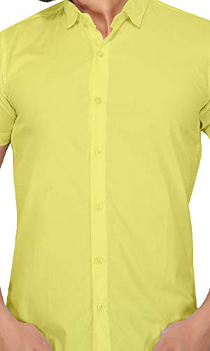Image of Men's Cotton Solid Half Sleeve Slim fit Shirt Plus Size Shirt for Men (Yellow; XX-Large)