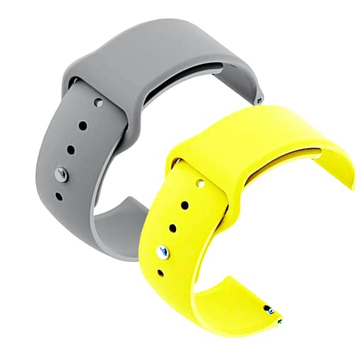 Image of YODI New Accessories Silicone 22MM Strap Belt Band for Smart Watch (Set of 2 Color) Combo Pack (Smart Watch NOT Included) (Grey-Yellow)