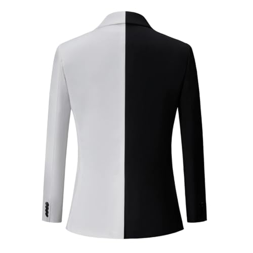 Men's White and Black Color Blazer Business Slim Suit Jacket Banquet Wedding Party Club Dress2