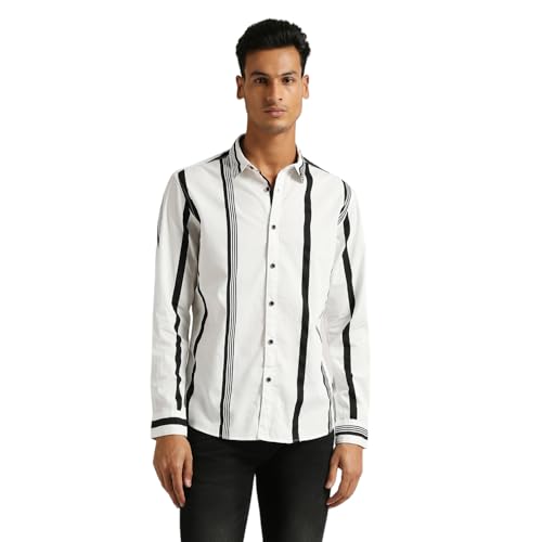 Image of Pepe Jeans Men's Casual Shirt | Striped Shirt for Men| Regular Fit | Vertical Stripes | Full Sleeve | Available in Plus Size