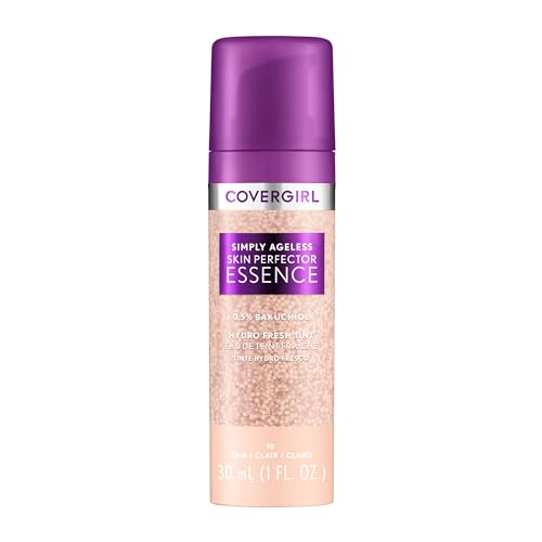 Covergirl Simply Ageless Skin Perfector Essence Foundation, 10 Fair, Tinted Skincare Makeup Hybrid, Sheer Tint, Radiant Finish, Glowy Finish, Vegan Formula, 1.0oz