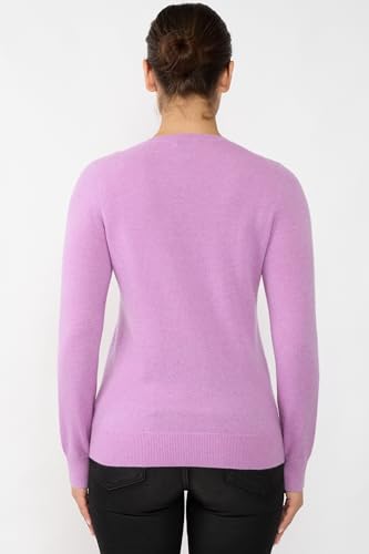 Image of JENNIE LIU Women's 100% Cashmere Button Front Long Sleeve Crewneck Cardigan Sweater