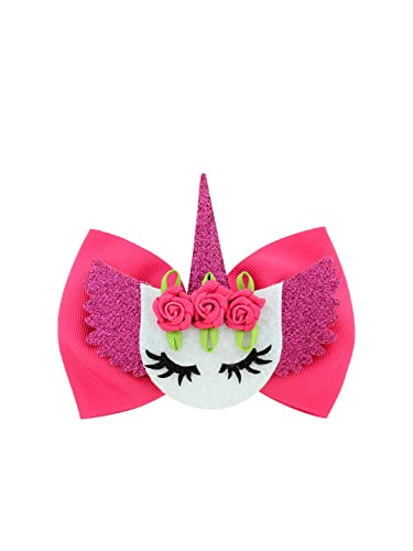Combo Bow Hair Band & Unicorn Hair Clips, Stylish Set