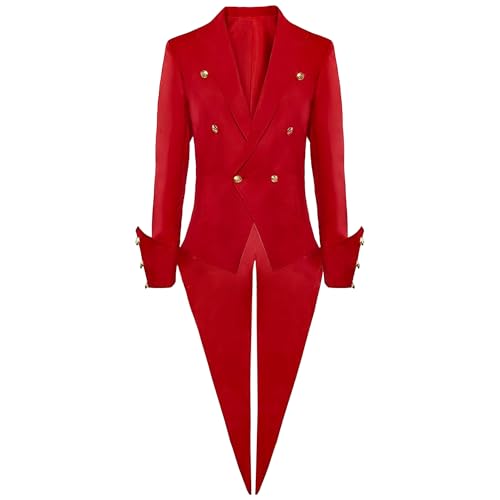 JEKE-DG Men's Medieval Vintage Swallowtail Suit Button Down Notched Lapel Tailcoat Stylish Wedding Party Tuxedo Suit