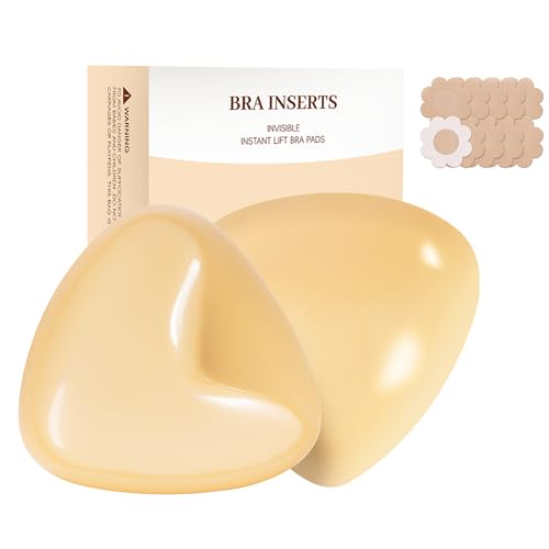 Fanceasily Push up Sticky Bra Pads Inserts,Double Sided Sticky Bra Inserts,Swimsuit Sticky Bra Inserts,Instant Adhesive Bra Beige
