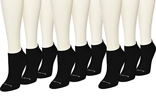 No Nonsense womens Soft and Breathable No Show Liner With Arch Clinch Support, 9 Pair Pack Socks, Black, One Size US