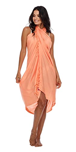 Foto von SHU-SHI - Damen Sarong/Pareo für den Strand - zum Tragen über Badeanzügen - Einheitsgröße - Koralle