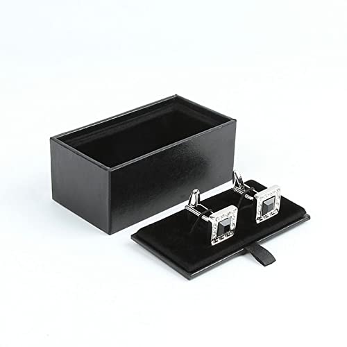 Mancuernillas para camisa de hombre plateadas y negras miniatura 5