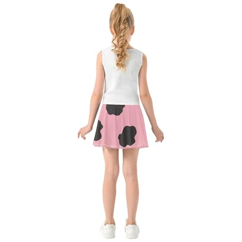 Joisal Cow Spots Pink Tennis Skirts Kids Pleated Girls Skorts Athletic Shorts Flowy Skirt 4t4