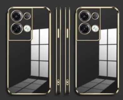 Image of Apurb Store for Oppo Reno 8 Pro 5G Plating Square Gold Frame Phone Case Luxury Soft Silicone Back Cover (for Oppo Reno 8 Pro 5G, Black)