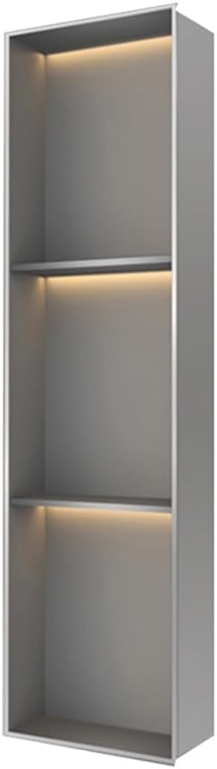 Estante de ducha empotrado de acero inoxidable gris de 90cm con iluminacion LED integrada