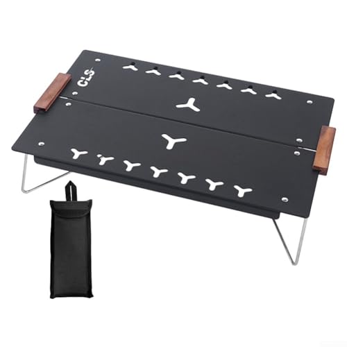 Jayruit Mini table de camping, table de pique-nique, table pliante d'extérieur en aluminium, bureau portable pour camping (noir)