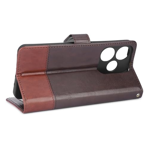 Image of Inktree Vivo V50 5G Flip Cover | Leather Finish | Complete Protection Flip Case for Vivo V50 5G - Coffee Tan