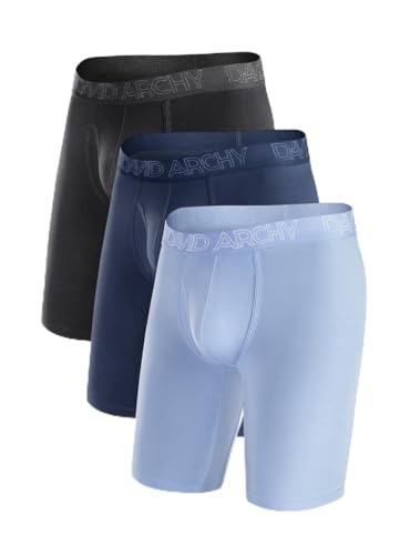 DAVID ARCHY Men's Breathable Boxer Briefs Bamboo Rayon Soft Underwear with Fly in 4 Pack